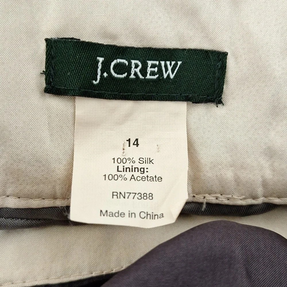 J. Crew Classic Raisin Purple Brown 100% Silk Aline Preppy Pleated Skirt Size 14